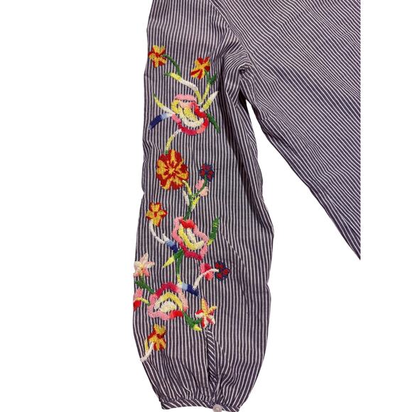 talbots striped embroidered sleeve blouse size S - Picture 5 of 6